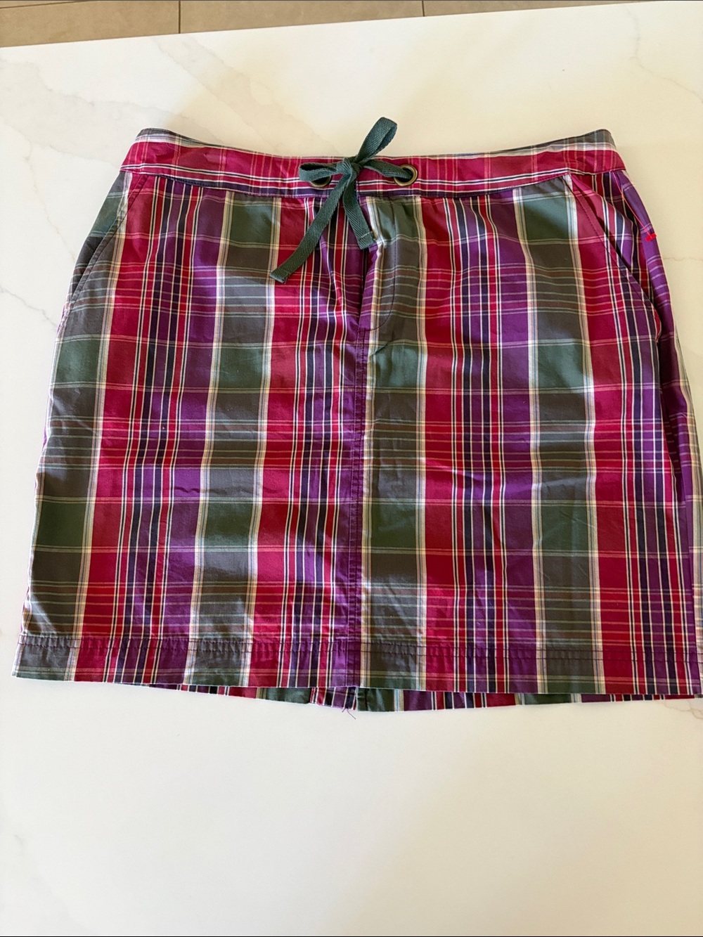 Chaps Women’s Red & Green Plaid Drawstring Skirt